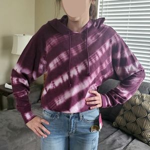 Womens cropped boxy purple tie-dye hoodie size S